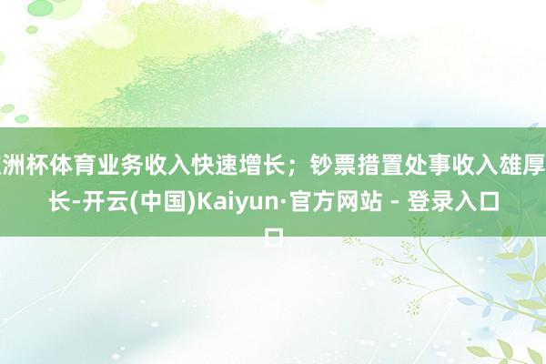 欧洲杯体育业务收入快速增长；钞票措置处事收入雄厚增长-开云(中国)Kaiyun·官方网站 - 登录入口