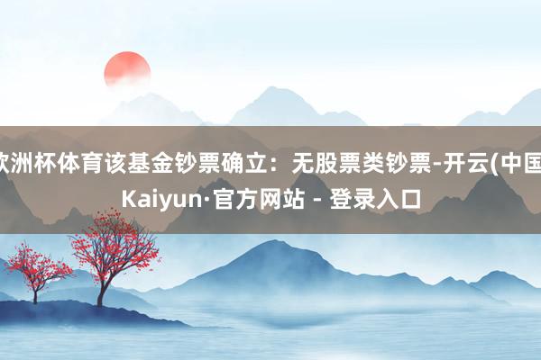 欧洲杯体育该基金钞票确立：无股票类钞票-开云(中国)Kaiyun·官方网站 - 登录入口
