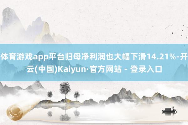 体育游戏app平台归母净利润也大幅下滑14.21%-开云(中国)Kaiyun·官方网站 - 登录入口